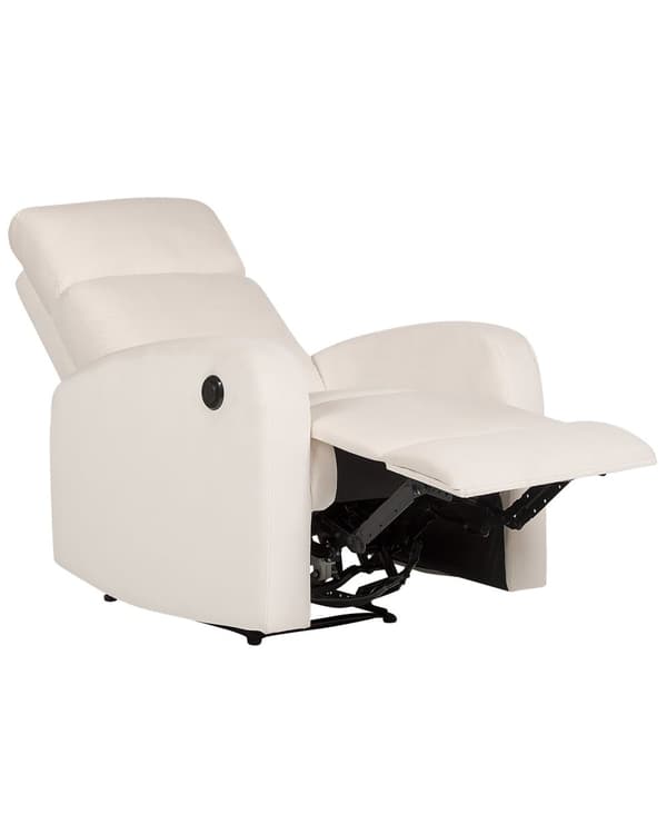 Elektrisk hvilestol med enkeltsete og polstring i hvit fløyel Moderne design Relax-funksjon