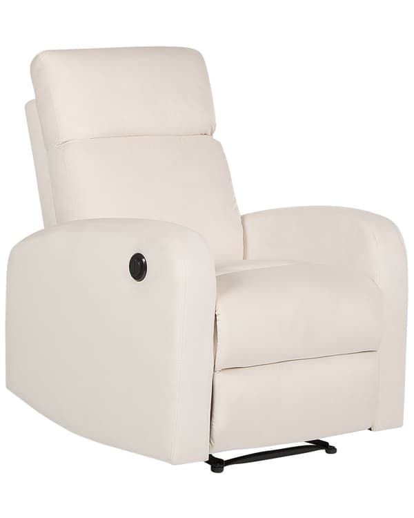 Elektrisk hvilestol med enkeltsete og polstring i hvit fløyel Moderne design Relax-funksjon