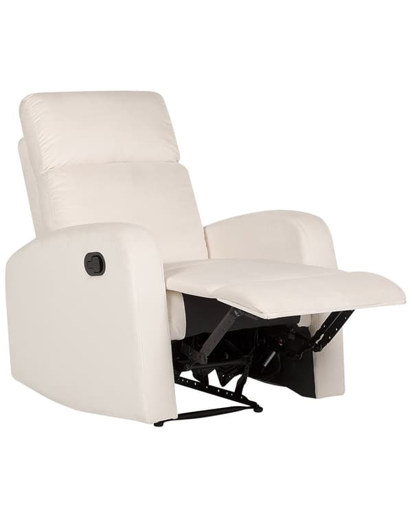 Manuell Reclinerfåtölj Vit Sammetsklädsel Singelsits Modern Design Liggfunktion