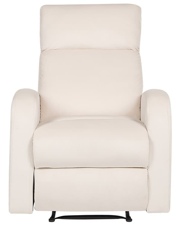 Manuell Reclinerfåtölj Vit Sammetsklädsel Singelsits Modern Design Liggfunktion