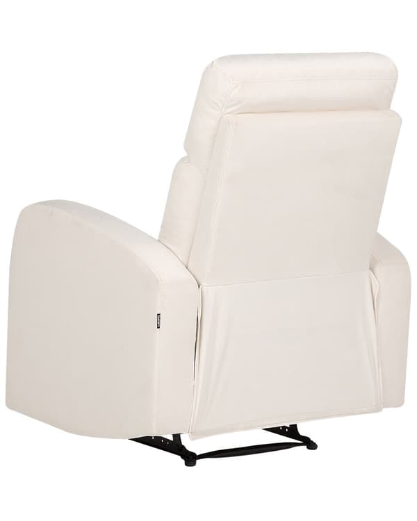 Manuell Reclinerfåtölj Vit Sammetsklädsel Singelsits Modern Design Liggfunktion