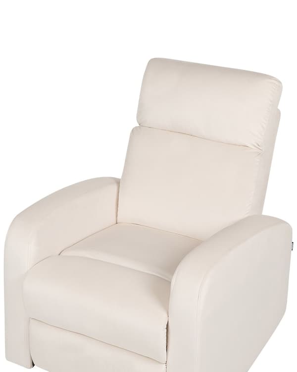 Manuell Reclinerfåtölj Vit Sammetsklädsel Singelsits Modern Design Liggfunktion