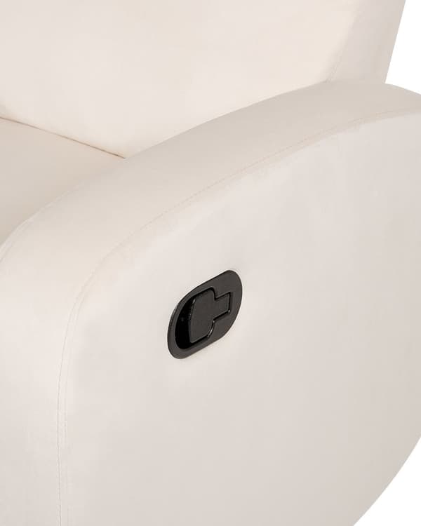 Manuell Reclinerfåtölj Vit Sammetsklädsel Singelsits Modern Design Liggfunktion