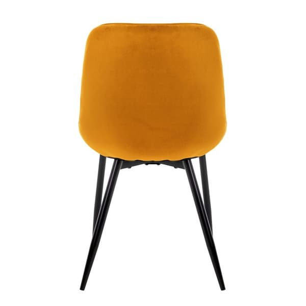 ML-Design sæt med 6 spisestuestole, sennepsgul, fløjlssæde, metalben, spisestuestol med ryglæn og armlæn, køkkenstole køkkenstol dagligstue stole