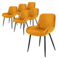 Miniatyrbillede 1 af 6: ML-Design sæt med 6 spisestuestole, sennepsgul, fløjlssæde, metalben, spisestuestol med ryglæn og armlæn, køkkenstole køkkenstol dagligstue stole
