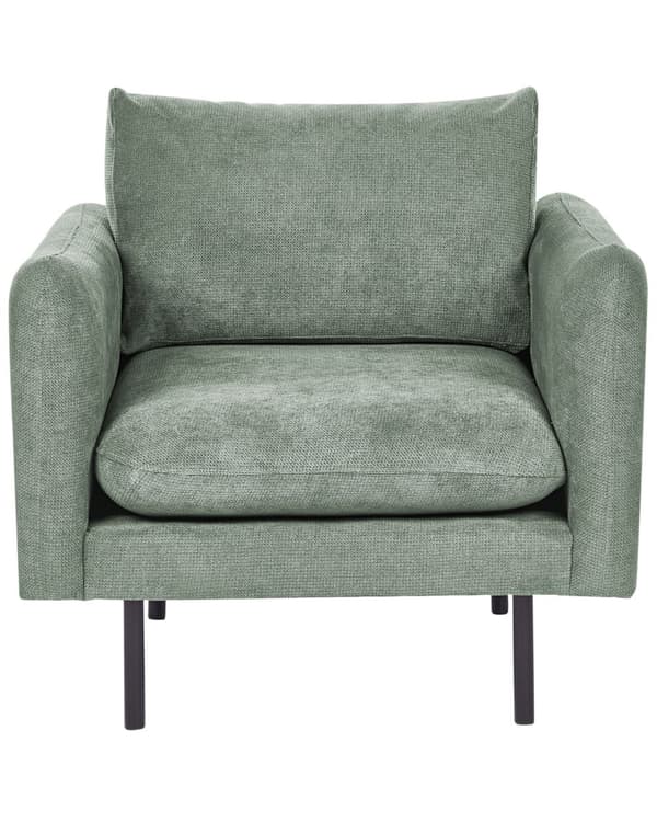 Lænestol Grøn Polyester Stuestol med Armlæn til Stuen Bred Hvilestol Polstret Design Møbel Stol Stol