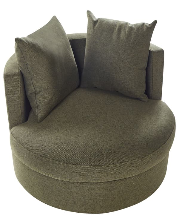 Fåtölj Grön Polyester Svängbar Järnbas Två Kuddar Avtagbara Höljen Runt Ryggstöd Modern Glam Stil Vardagsrum