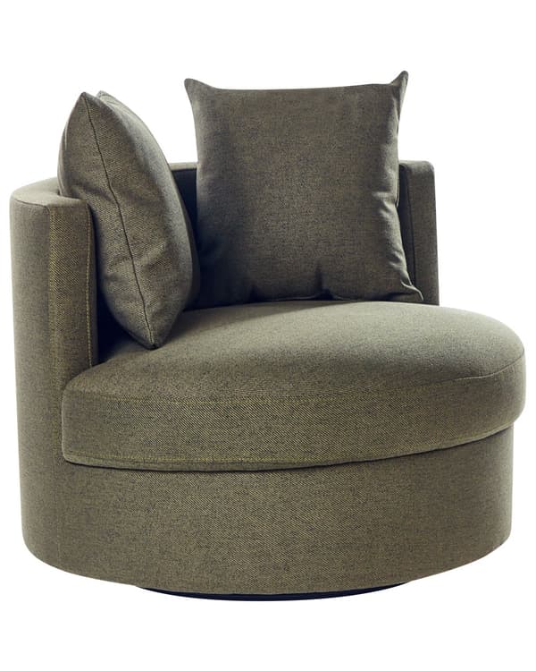 Fåtölj Grön Polyester Svängbar Järnbas Två Kuddar Avtagbara Höljen Runt Ryggstöd Modern Glam Stil Vardagsrum