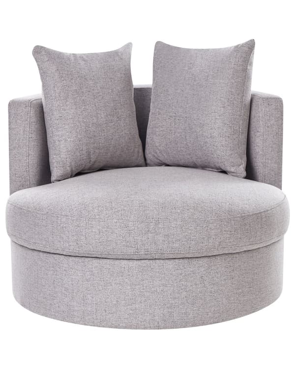 Fåtölj Grå Polyester Svängbar Järnbas Två Kuddar Avtagbara Höljen Runt Ryggstöd Modern Glam Stil Vardagsrum