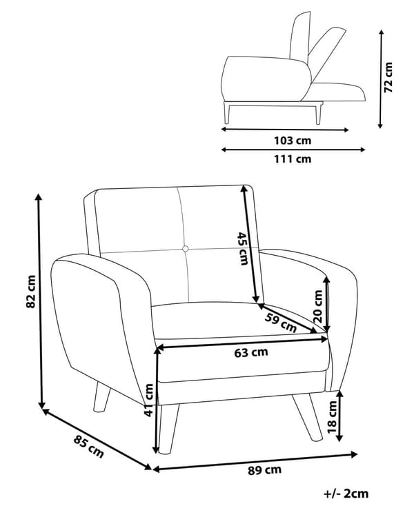 Fåtölj Beige Tyg Träben Modernt Minimalistiskt Vardagsrum