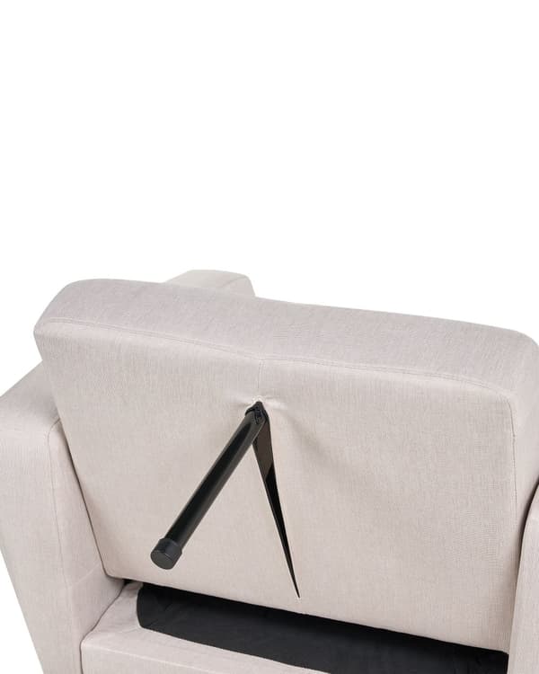 Fåtölj Beige Tyg Träben Modernt Minimalistiskt Vardagsrum