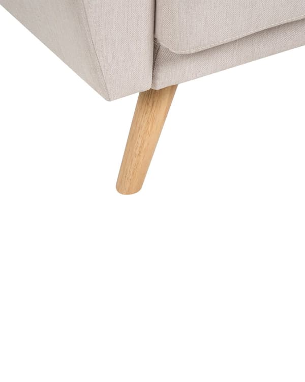 Fåtölj Beige Tyg Träben Modernt Minimalistiskt Vardagsrum