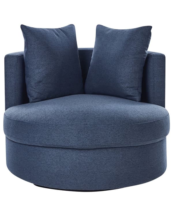 Lenestol Blå Polyester Svingbar jernfot To puter Avtakbare trekk Rund rygg Moderne Glam Style Stue