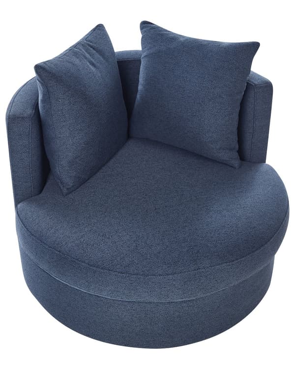 Lenestol Blå Polyester Svingbar jernfot To puter Avtakbare trekk Rund rygg Moderne Glam Style Stue