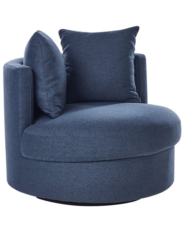 Lenestol Blå Polyester Svingbar jernfot To puter Avtakbare trekk Rund rygg Moderne Glam Style Stue