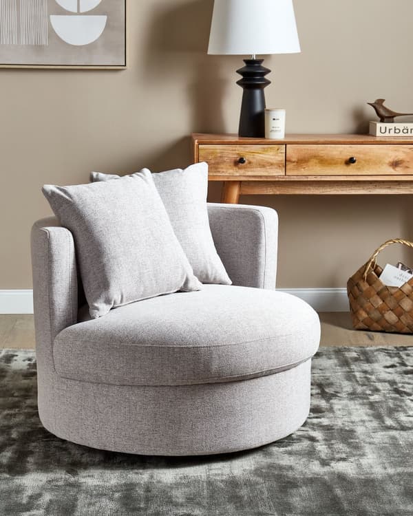 Lenestol Grå Polyester Svingbar jernfot To puter Avtakbare trekk Rund rygg Moderne Glam Style Stue