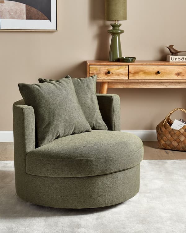 Lenestol Grønn Polyester Svingbar jernfot To puter Avtakbare trekk Rund rygg Moderne Glam Style Stue