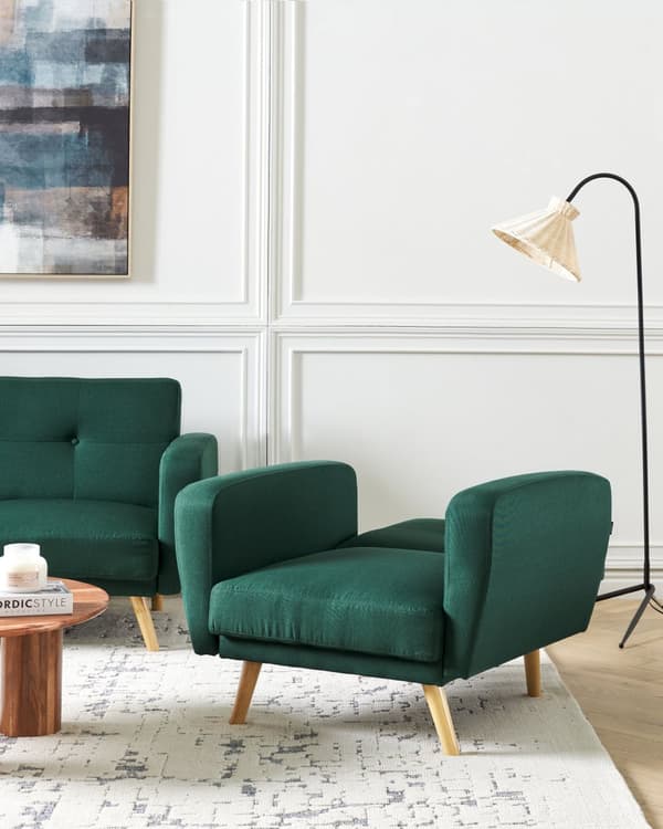 Lenestol Grønn Stoff Treben Moderne Minimalistisk Stue