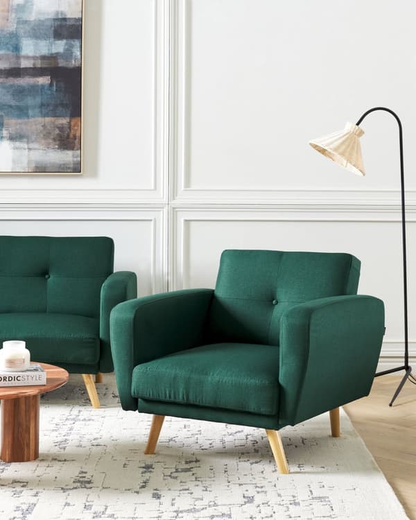 Lenestol Grønn Stoff Treben Moderne Minimalistisk Stue