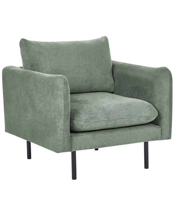 Fåtölj Grön tyg Svarta ben Modern Retrostil