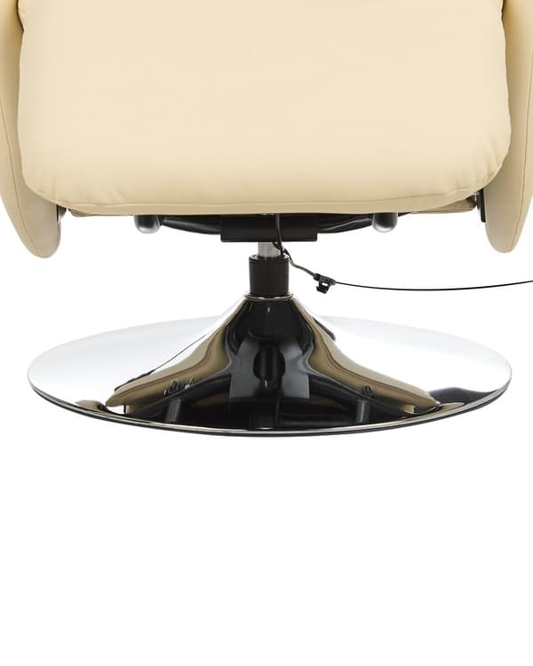 Lænestol Beige Kunstlæder Sølv Metal Justerbar Ryg Indbygget Fodskammel Høj Ryg Hvilestol med Drejefunktion Minimalistisk Moderne Stue Tilbehør