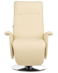 Miniatyrbild 5 av 11: Fåtölj Beige konstläder Justerbar rygg Metallbas Utdragbar fotpall Hög rygg Minimalistisk modern design