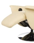 Miniatyrbild 8 av 11: Fåtölj Beige konstläder Justerbar rygg Metallbas Utdragbar fotpall Hög rygg Minimalistisk modern design