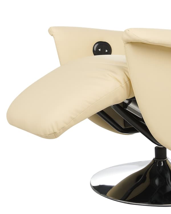 Fåtölj Beige konstläder Justerbar rygg Metallbas Utdragbar fotpall Hög rygg Minimalistisk modern design