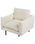 Miniatyrbillede 6 af 10: Lænestol Beige Polyester Stuestol med Armlæn til Stuen Bred Hvilestol Polstret Design Møbel Stol