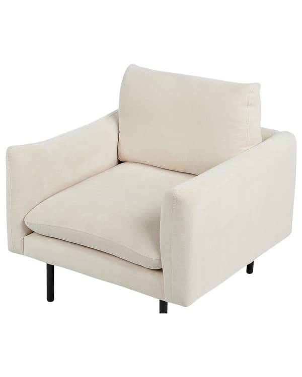 Lænestol Beige Polyester Stuestol med Armlæn til Stuen Bred Hvilestol Polstret Design Møbel Stol