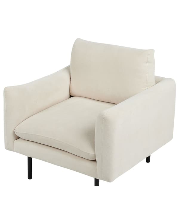 Lenestol Lys beige stoff Svarte ben Moderne retrostil