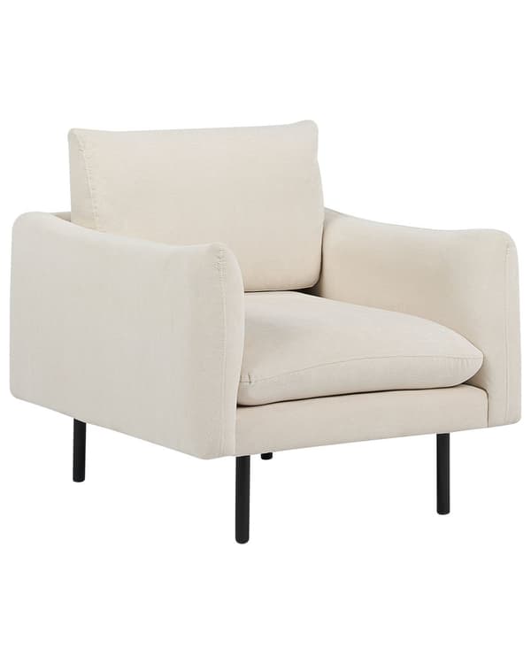 Lenestol Lys beige stoff Svarte ben Moderne retrostil