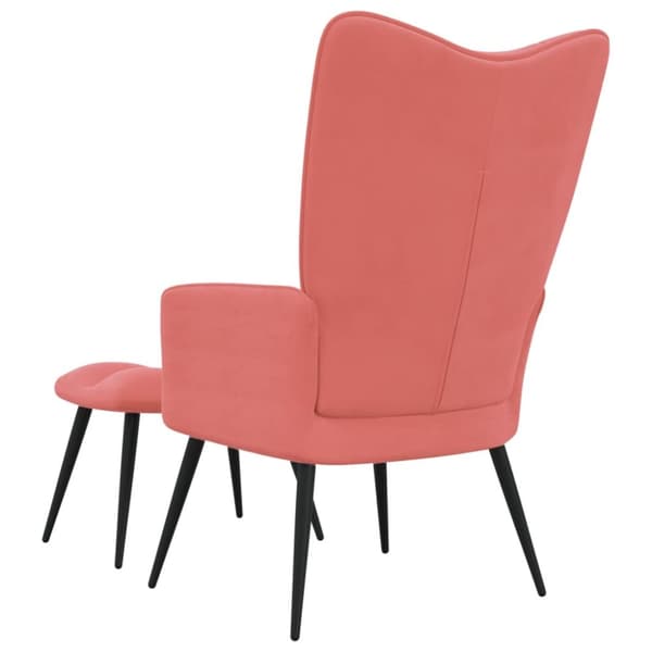 Vilstol med fotpall rosa sammet