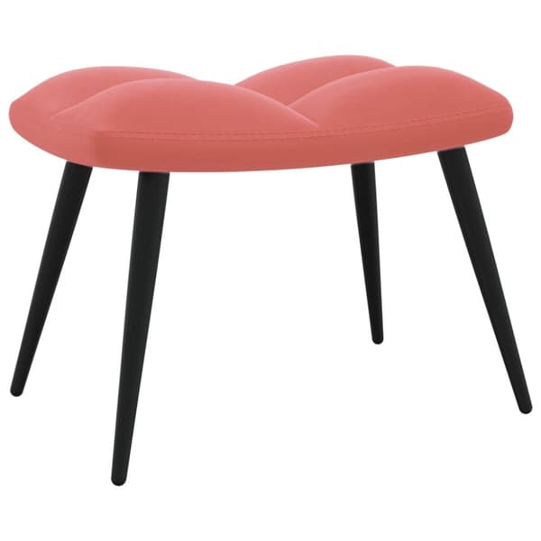 Vilstol med fotpall rosa sammet
