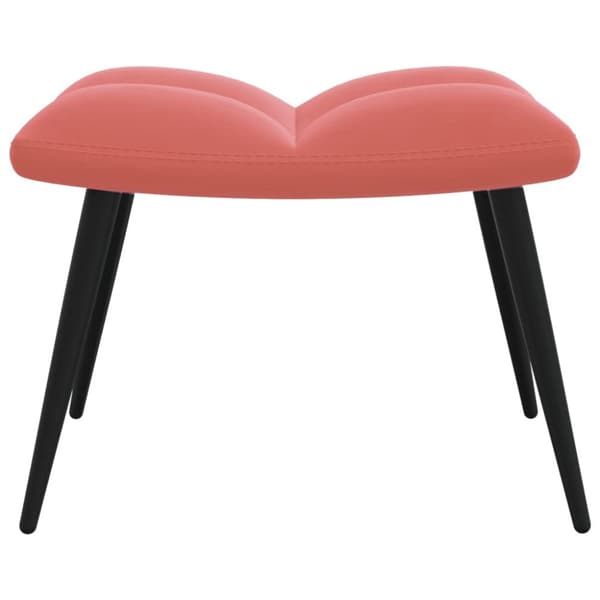 Vilstol med fotpall rosa sammet
