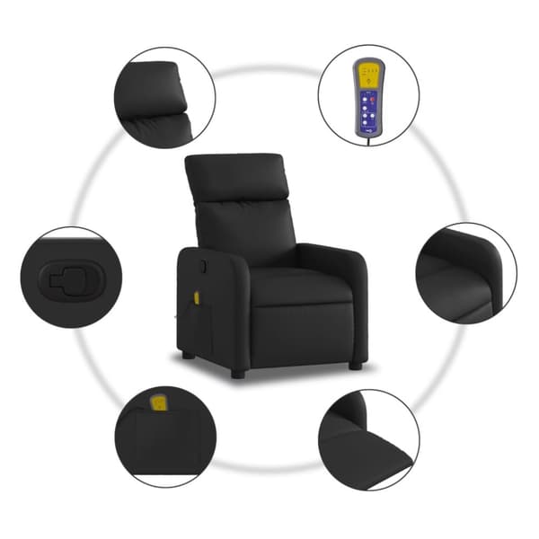 Massagefåtölj svart konstläder