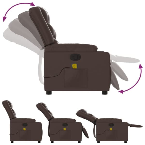 Massagefåtölj brun konstläder