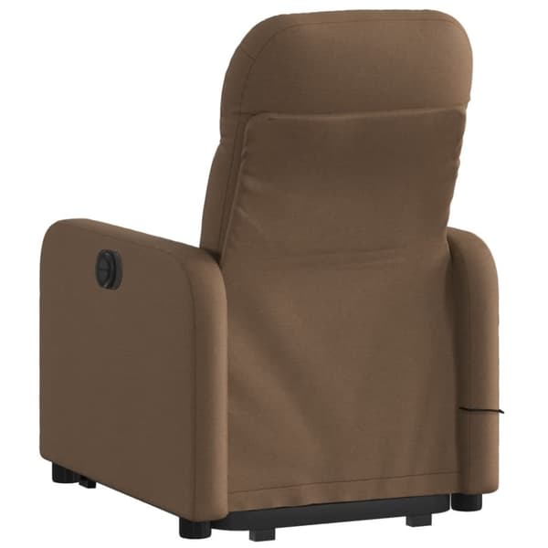Massagefåtölj med uppresningshjälp brun tyg