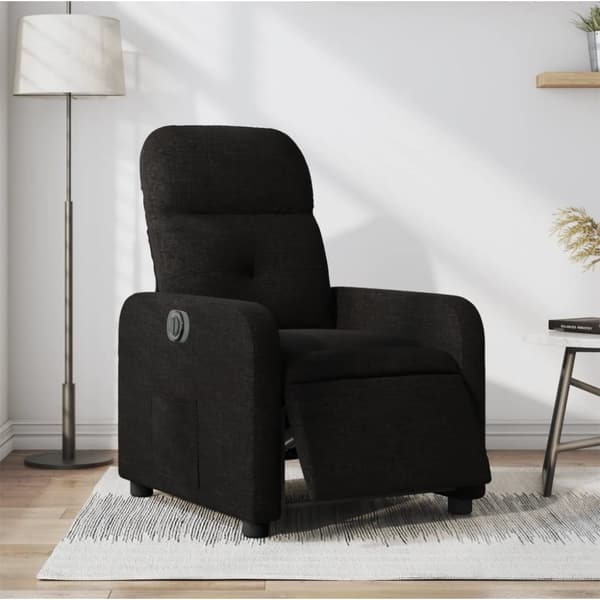 Elektrisk reclinerfåtölj svart tyg
