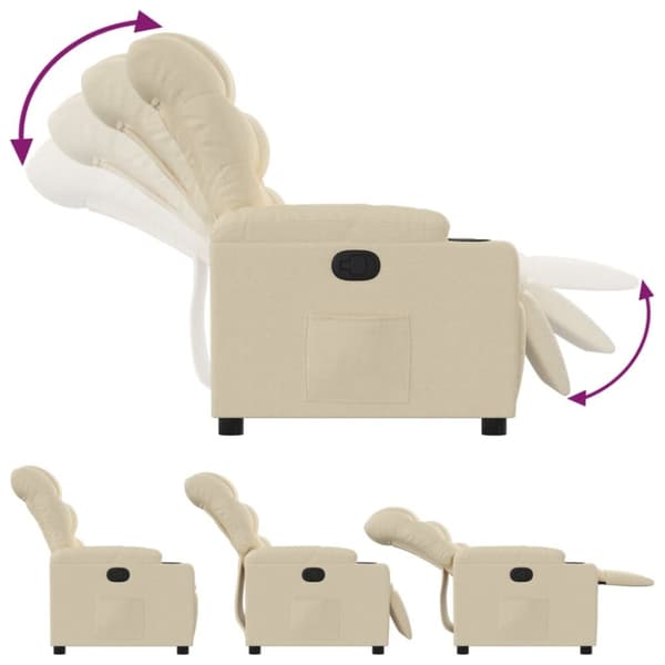 Reclinerfåtölj gräddvit tyg