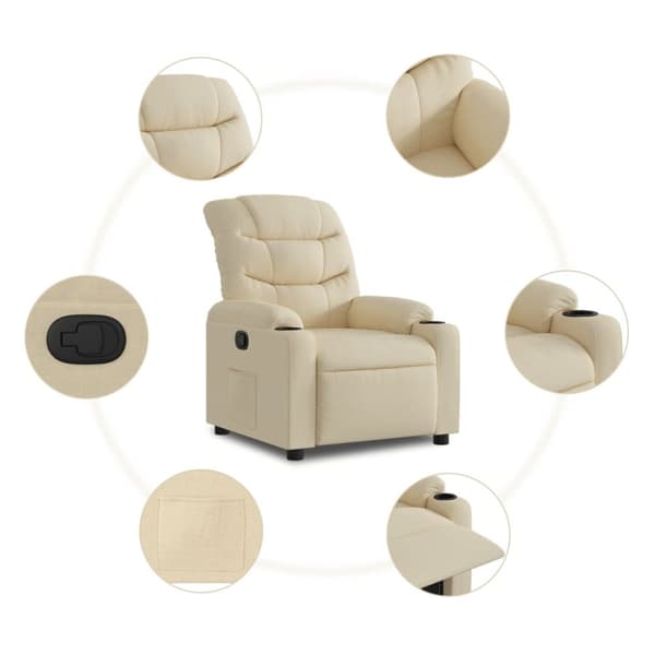 Reclinerfåtölj gräddvit tyg