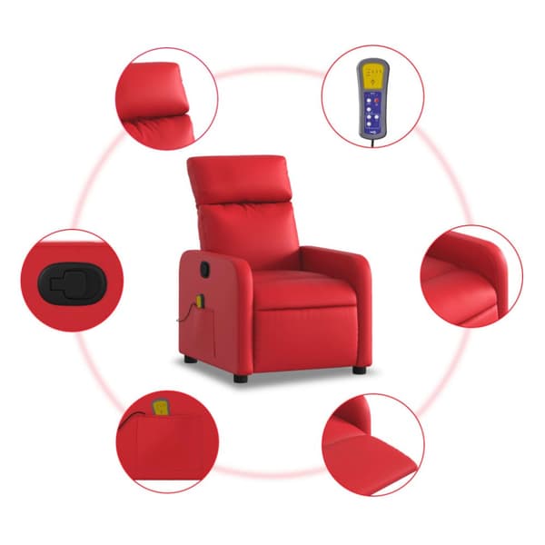 Massagefåtölj röd konstläder