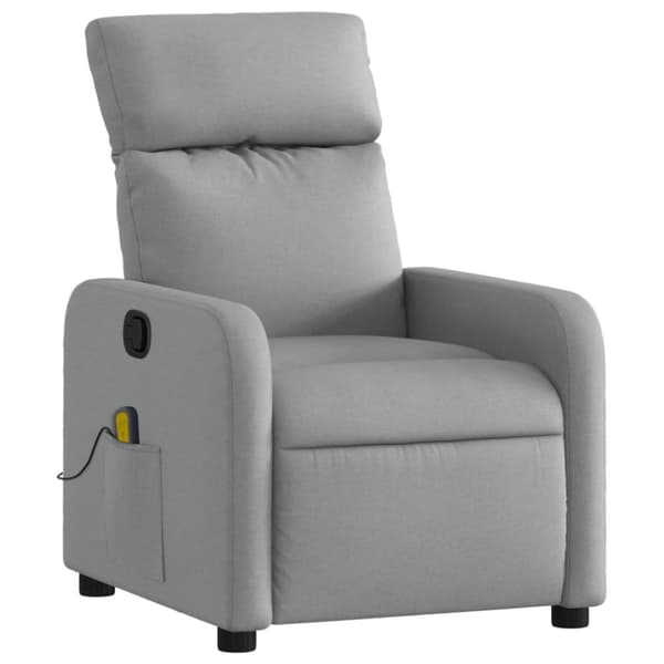 Massagefåtölj ljusgrå tyg