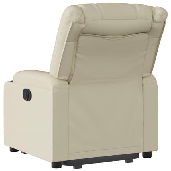 Reclinerfåtölj med uppresningshjälp gräddvit konstläder