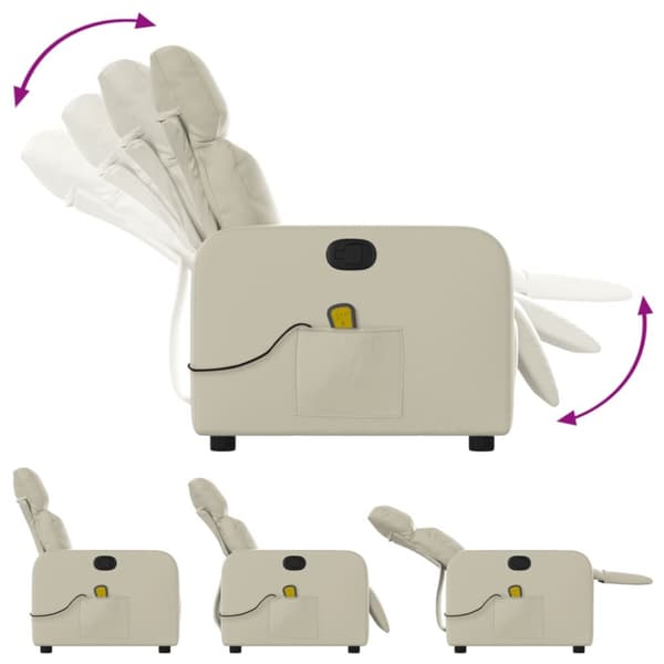 Massagefåtölj gräddvit konstläder