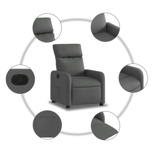 Reclinerfåtölj mörkgrå tyg