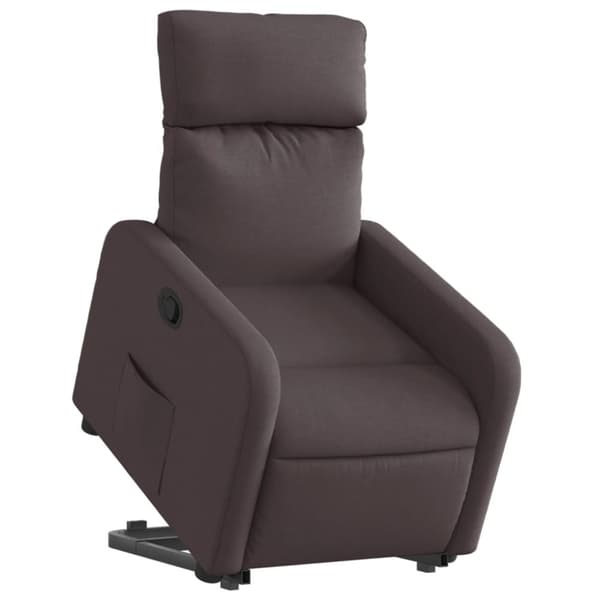Reclinerfåtölj med uppresningshjälp mörkbrun tyg