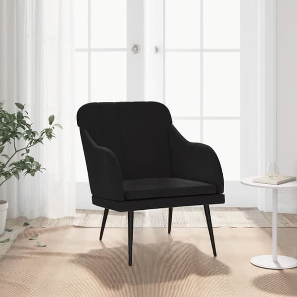 Nojatuoli, musta, 63x76x80 cm, verhoiltu sametilla