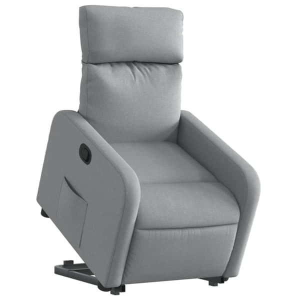 Reclinerfåtölj med uppresningshjälp ljusgrå tyg