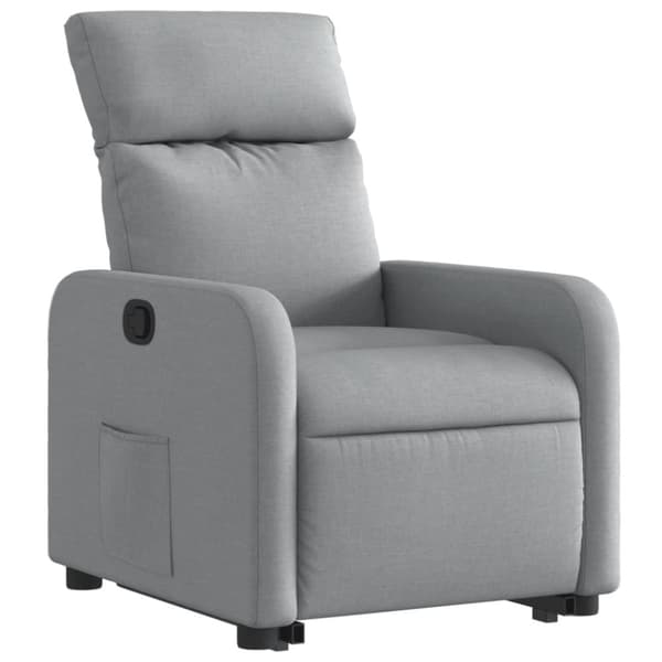 Reclinerfåtölj med uppresningshjälp ljusgrå tyg